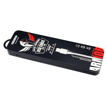 長方形數據線翻蓋式鐵盒包裝_馬口鐵盒禮品盒廠家定制